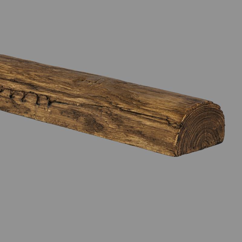 Deckenbalken Rund Holz Imitat Eiche, 9 x 6 cm, Länge 2 m, dunkelbraun (PU Balken)